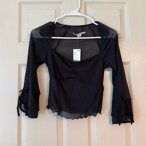 NWT Urban Outfitters Kimchi Blue Chloe Sheer Blouse - Black